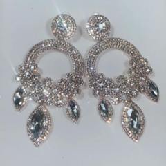 Fashion luxury pave setting rhinestone statement earrings