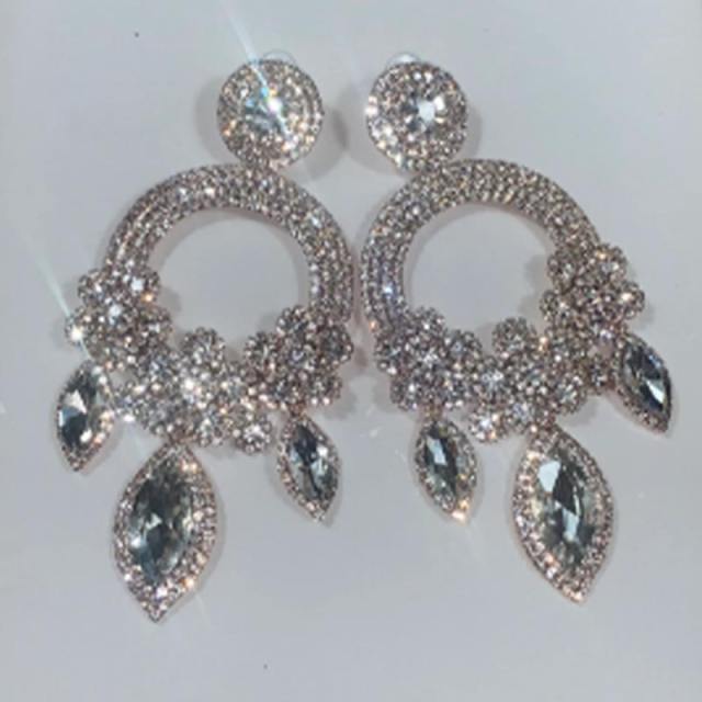 Fashion luxury pave setting rhinestone statement earrings