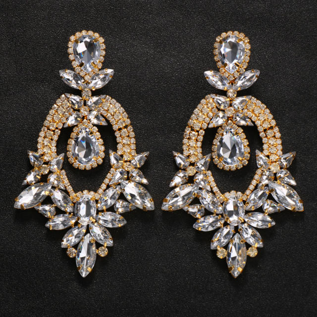 Popular luxury glass crystal statement earrings