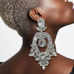 Popular luxury glass crystal statement earrings