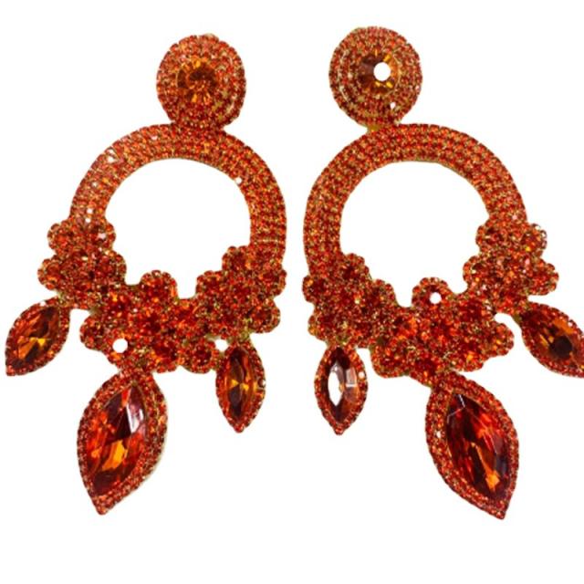 Fashion luxury pave setting rhinestone statement earrings