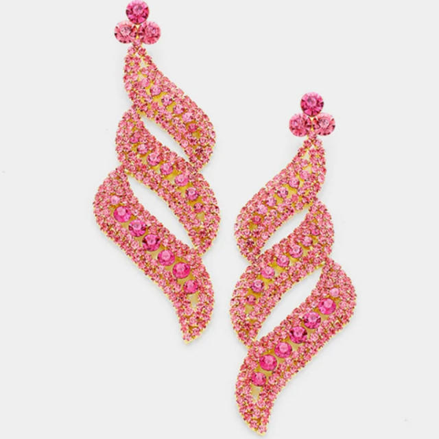 Unique design pave setting rhinestone women earrings