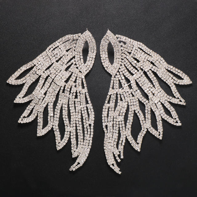 Occident fashion pave setting rhinestone wing earrings