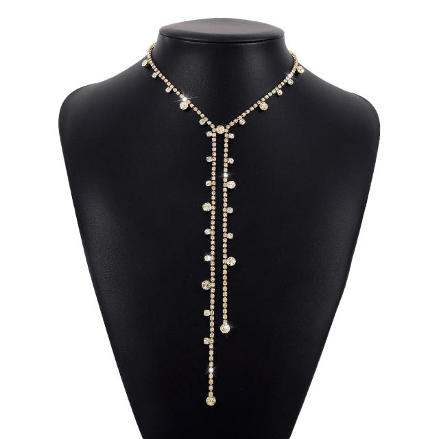 Concise diamond lariet necklace