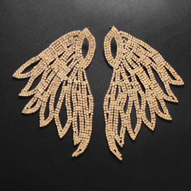 Occident fashion pave setting rhinestone wing earrings