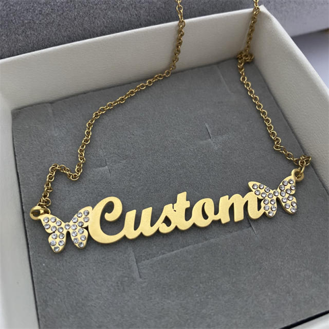 Personality diamond butterfly custom necklace