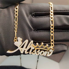3D copper material name custom necklace hiphop