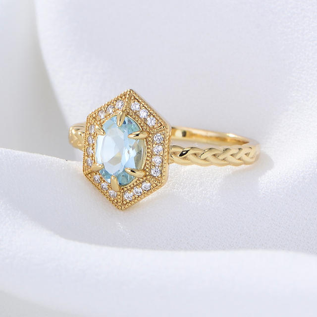 Blue color topaz sterling silver rings