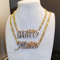 3D copper material name custom necklace hiphop