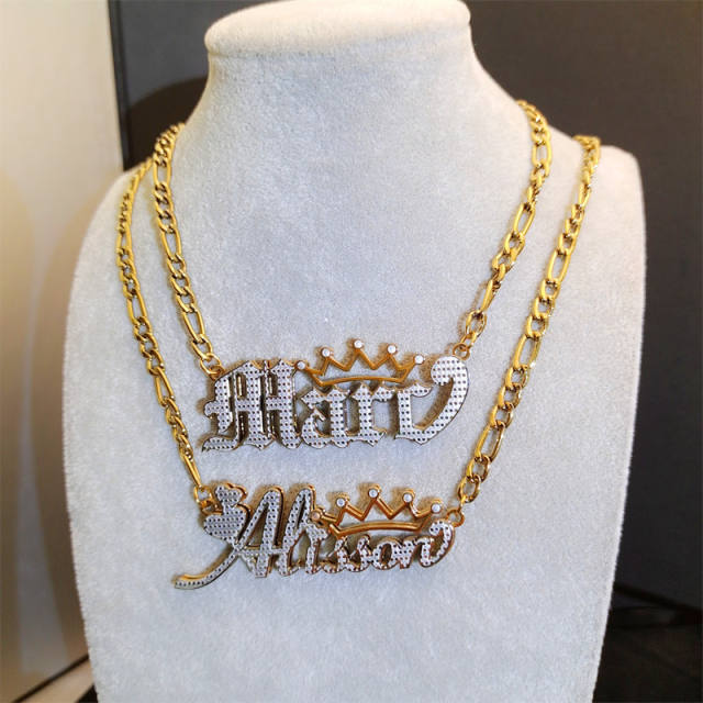 3D copper material name custom necklace hiphop