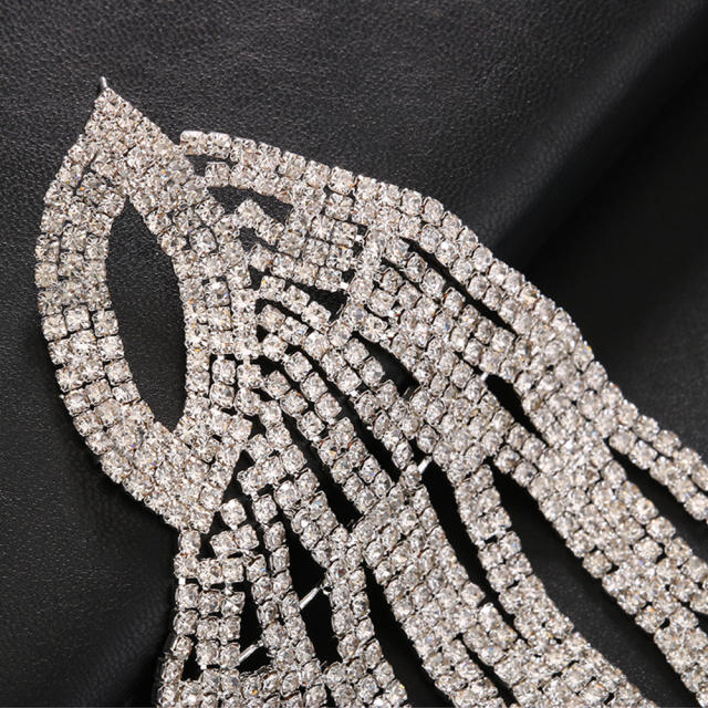 Occident fashion pave setting rhinestone wing earrings