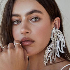 Occident fashion pave setting rhinestone wing earrings