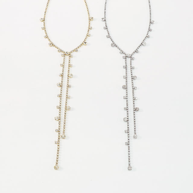 Concise diamond lariet necklace