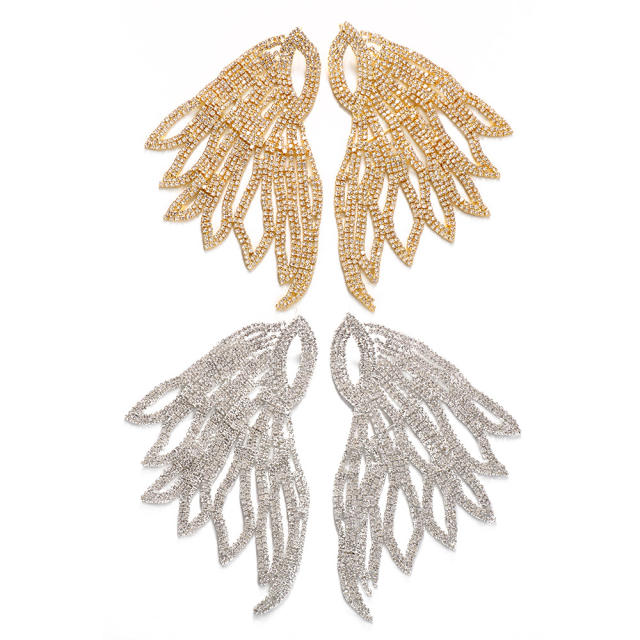 Occident fashion pave setting rhinestone wing earrings