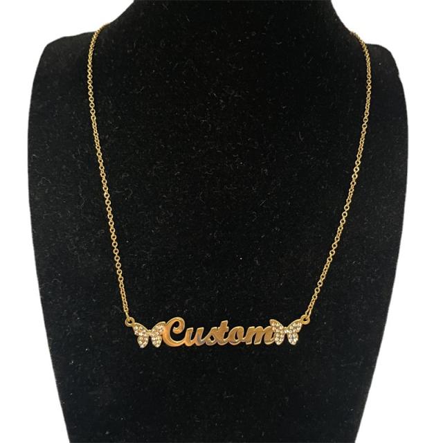 Personality diamond butterfly custom necklace