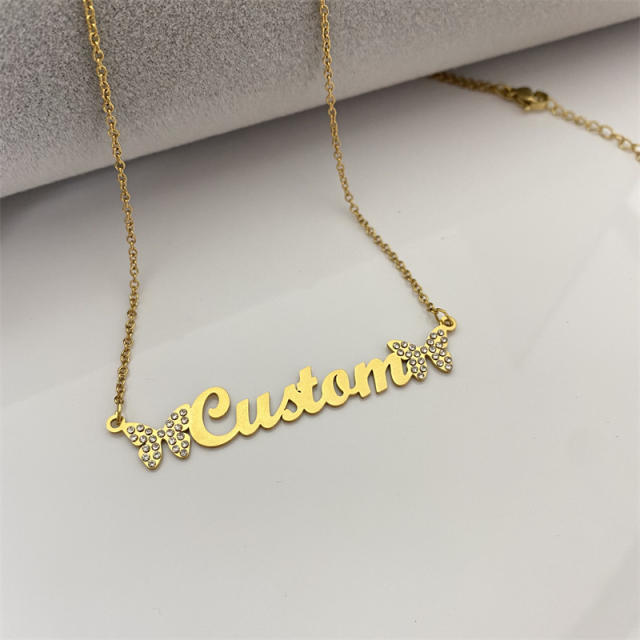 Personality diamond butterfly custom necklace