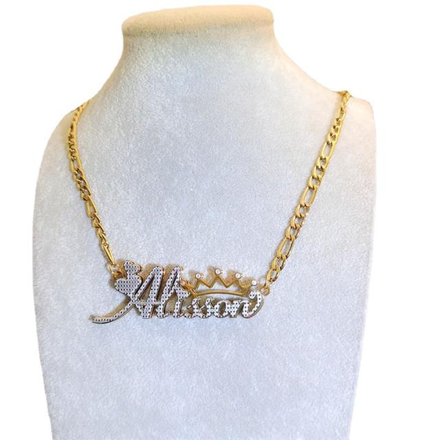 3D copper material name custom necklace hiphop