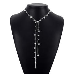 Concise diamond lariet necklace