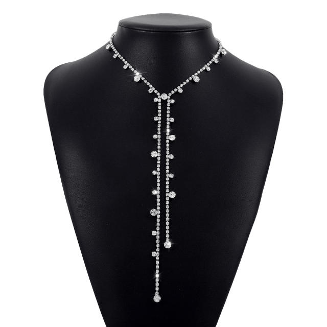 Concise diamond lariet necklace