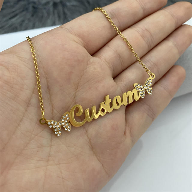 Personality diamond butterfly custom necklace