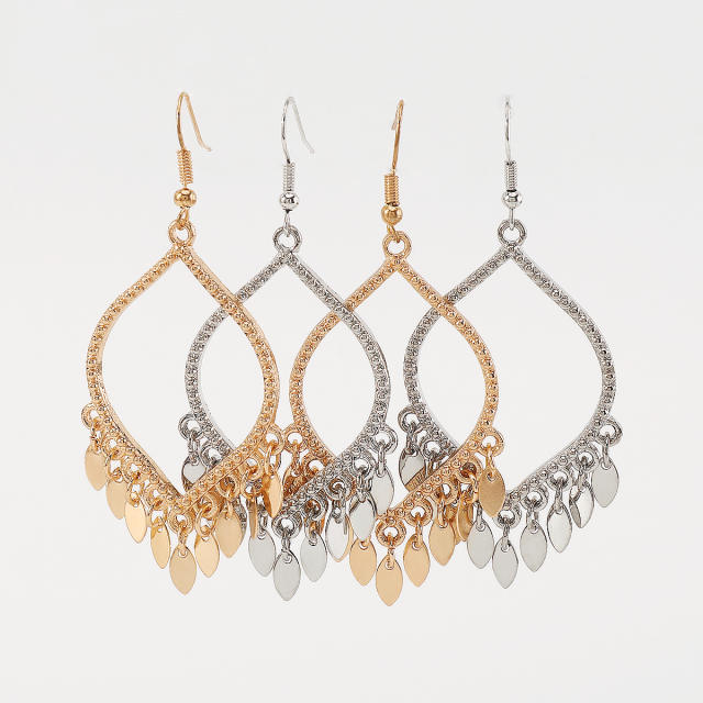 Concise tassel hollow drop earrings