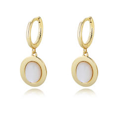 Natural shell oval shape sterling silver eaerrings