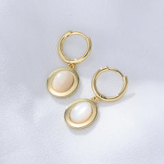 Natural shell oval shape sterling silver eaerrings