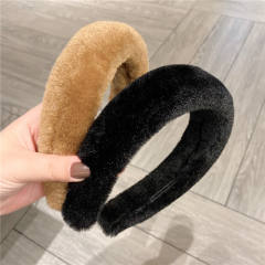 Autumn winter warm fluffy padded headband