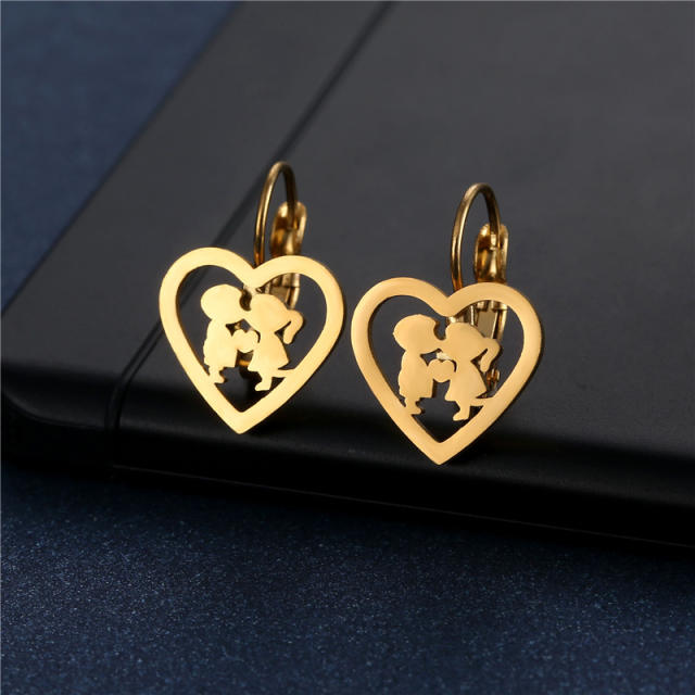 Cute  heart snowflower stainless steel earrings