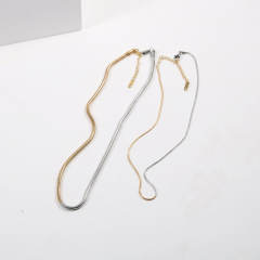 Concise two tone snake chain stainless steel necklace