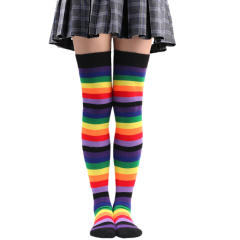 Cosplay color striped knee high socks