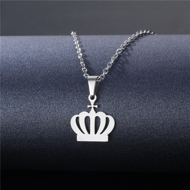 Silver color simple pendant stainless steel necklace