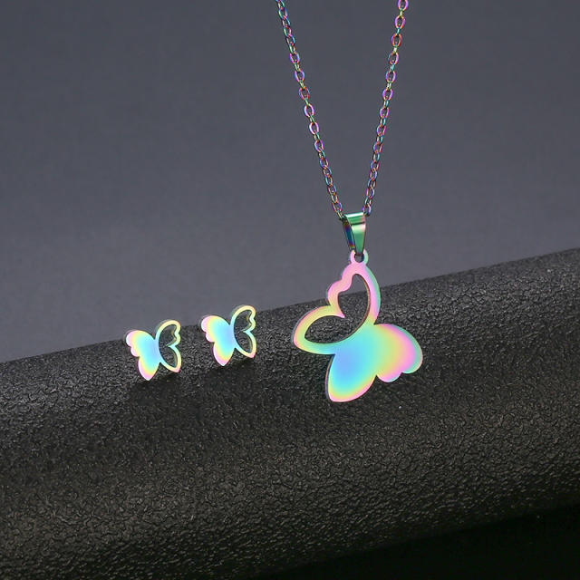 Occident fashion hollow butterfly stainless steel necklace set