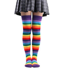 Cosplay color striped knee high socks