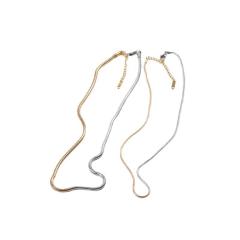 Concise two tone snake chain stainless steel necklace