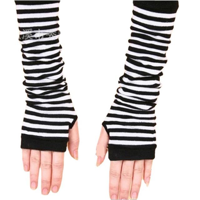 Korean fashion cosplay striped arm warmers