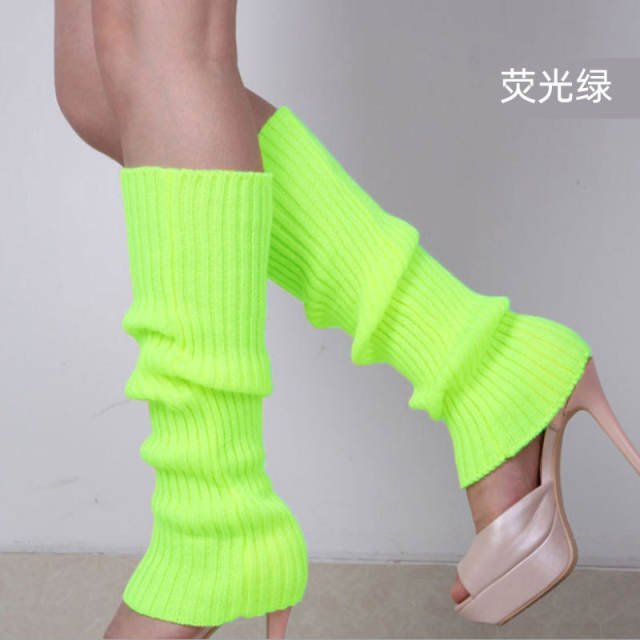 Popular plain color knitted knee high socks dance socks