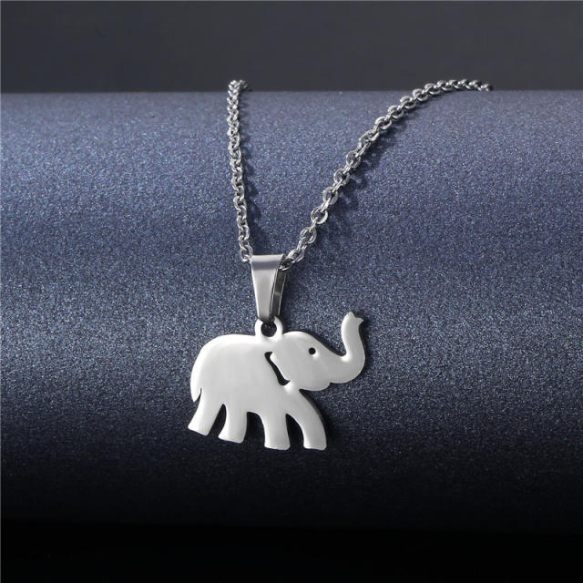 Silver color simple pendant stainless steel necklace