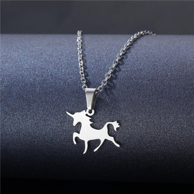 Silver color simple pendant stainless steel necklace