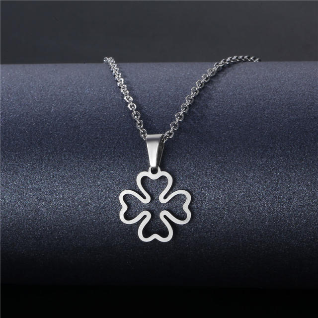 Silver color simple pendant stainless steel necklace