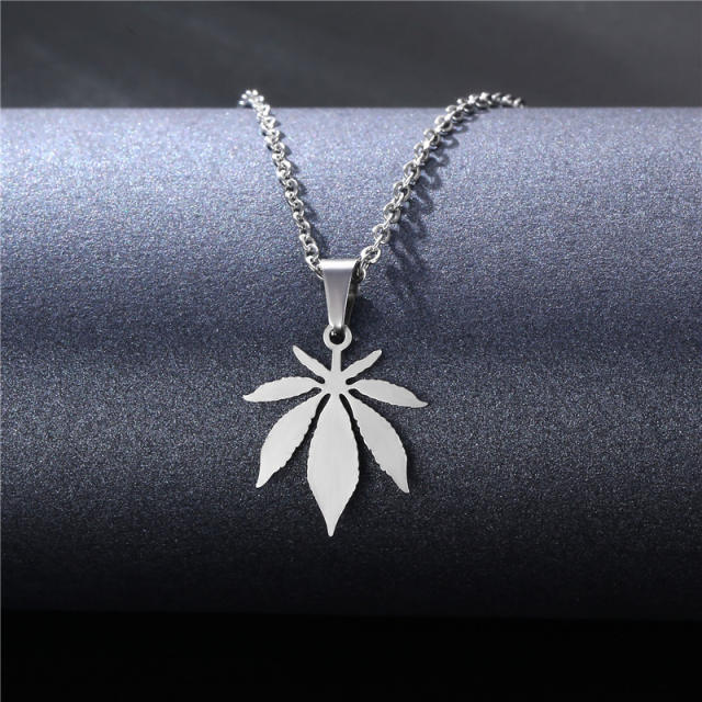 Silver color simple pendant stainless steel necklace