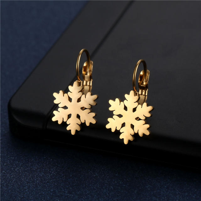 Cute  heart snowflower stainless steel earrings