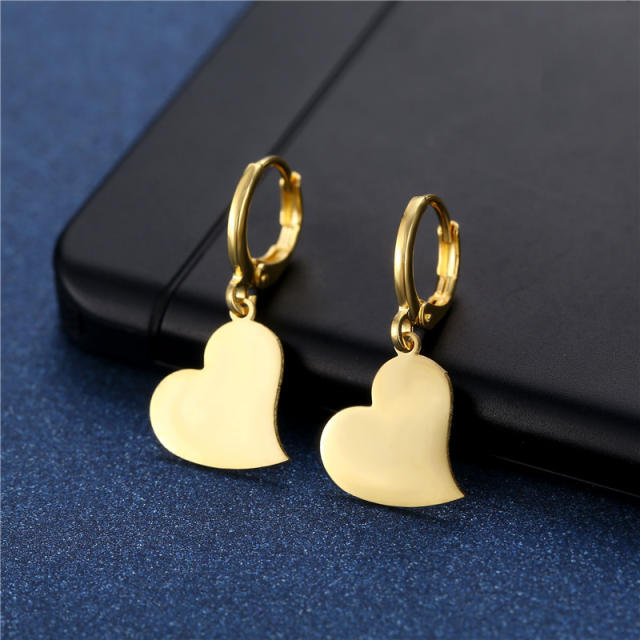 Concise easy match heart series stainless steel earrings