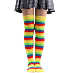 Cosplay color striped knee high socks