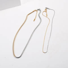 Concise two tone snake chain stainless steel necklace