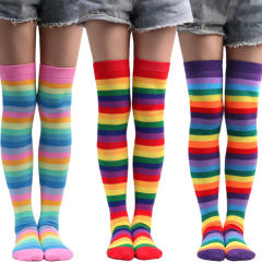 Cosplay color striped knee high socks
