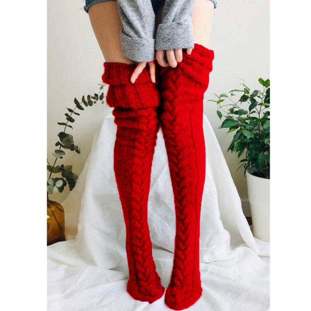 Occident fashion winter leg warm knitted leg socks knee high socks