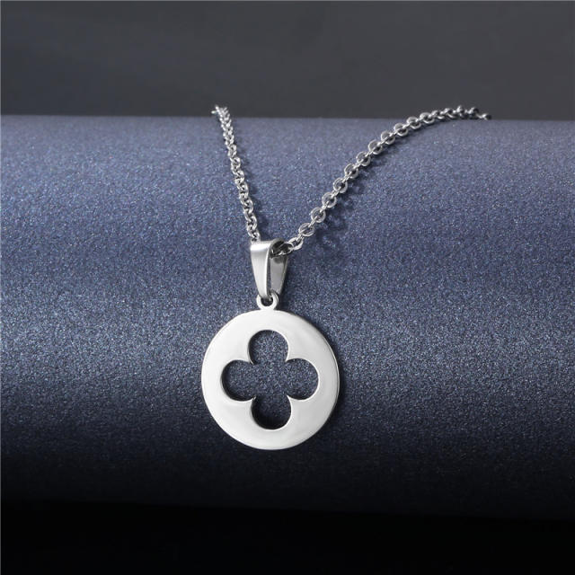 Silver color simple pendant stainless steel necklace