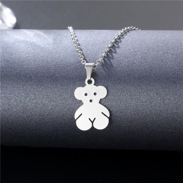 Silver color simple pendant stainless steel necklace