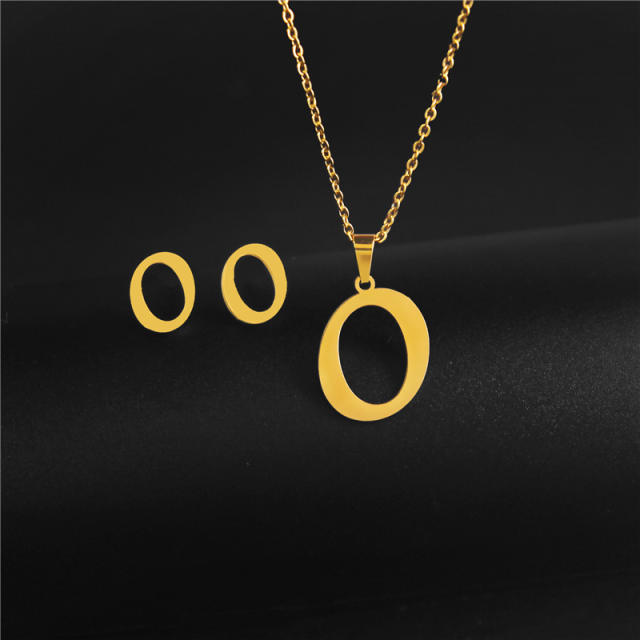 Simple design initial necklace stainless steel necklace set